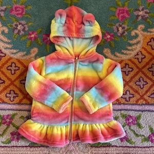Penelope Mack colorful rainbow fleece zip jacket